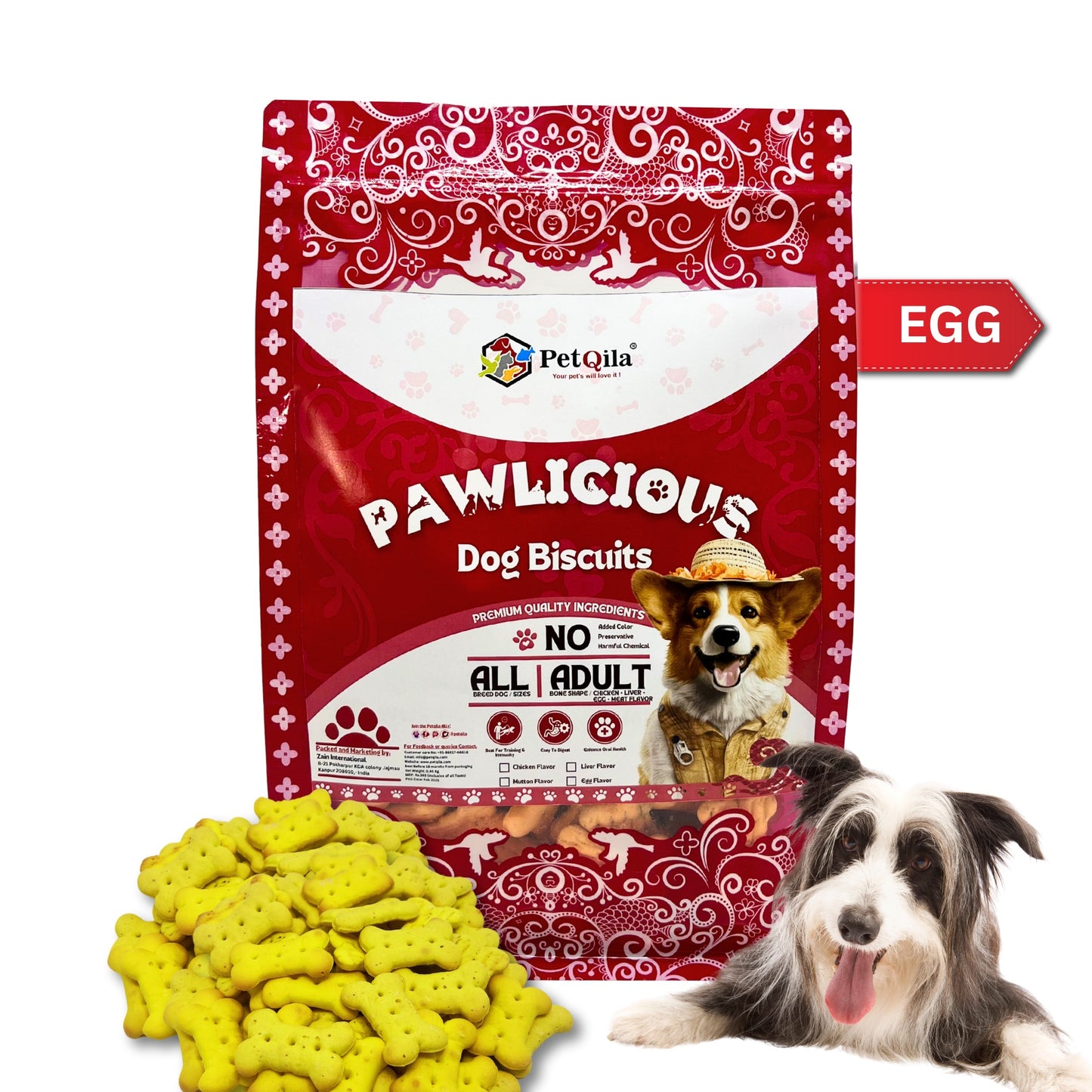 Petqila Pawlicious Dog Biscuits – Healthy & Delicious Treats for Adult 450G Different Flavor