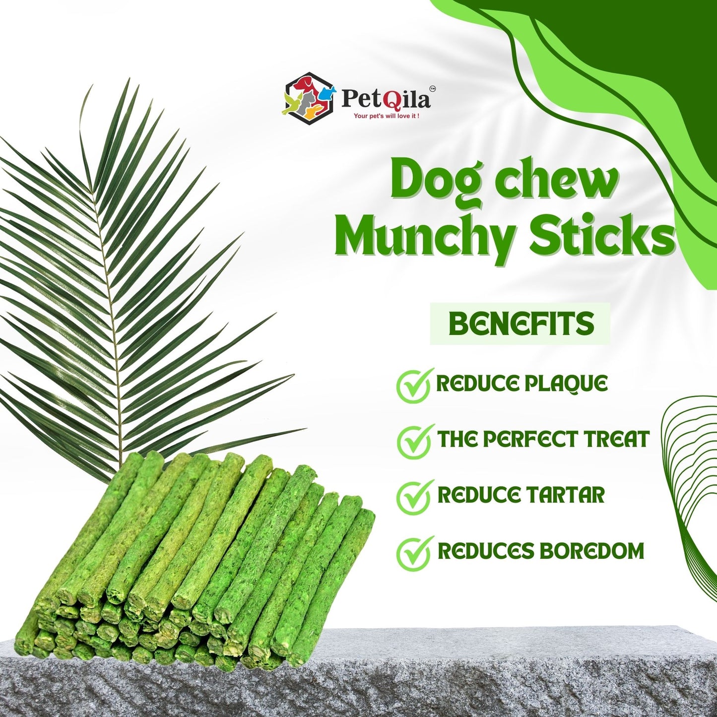 Petqila Dog Munchy Stick, Mint Flavor for All Life Stages & All Breeds-Dog Natural Treats