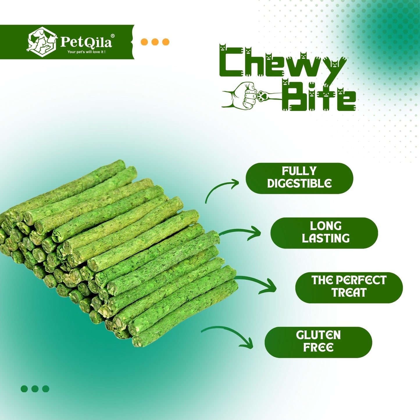 Petqila Dog Munchy Stick, Mint Flavor for All Life Stages & All Breeds-Dog Natural Treats
