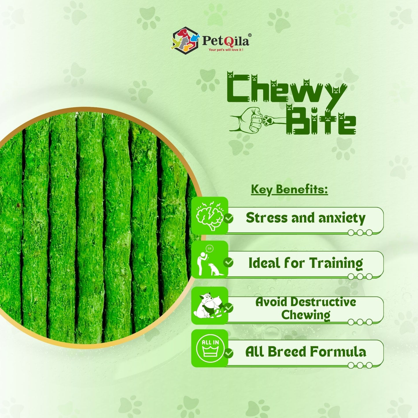 Petqila Dog Munchy Stick, Mint Flavor for All Life Stages & All Breeds-Dog Natural Treats