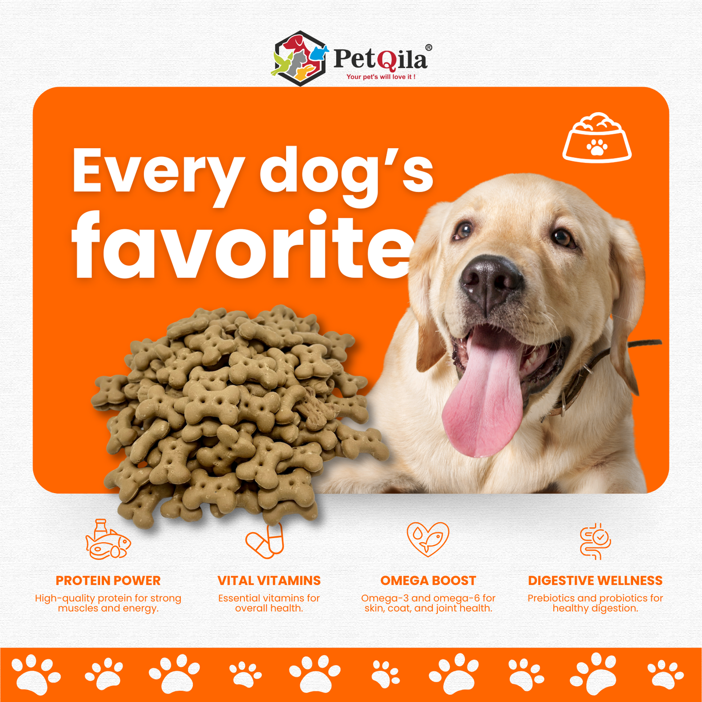 Treat your furry friend to Petqila Natural Dog Biscuits – healthy, all-natural treats made with premium ingredients. Perfect for training, rewarding, and snacking. Buy online in India today!