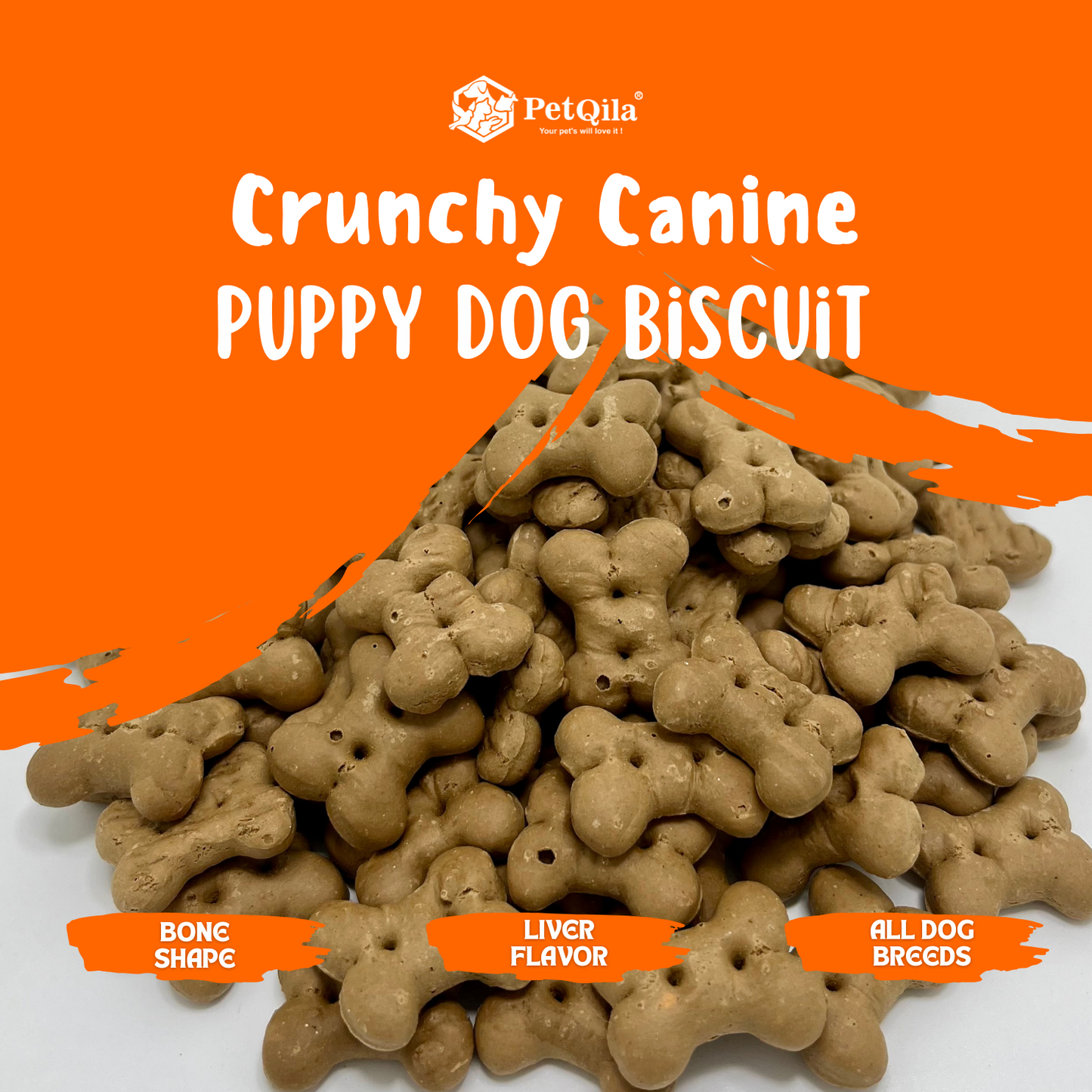 Petqila Crunchy Canine Dog Biscuits – Healthy & Delicious Treats for Puppy 1 KG Liver Flavor