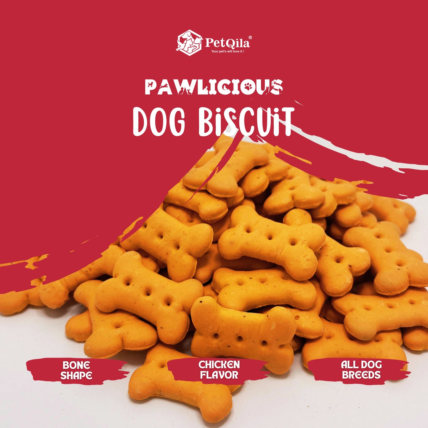 Petqila Pawlicious Dog Biscuits – Healthy & Delicious Treats for Adult 450G Different Flavor