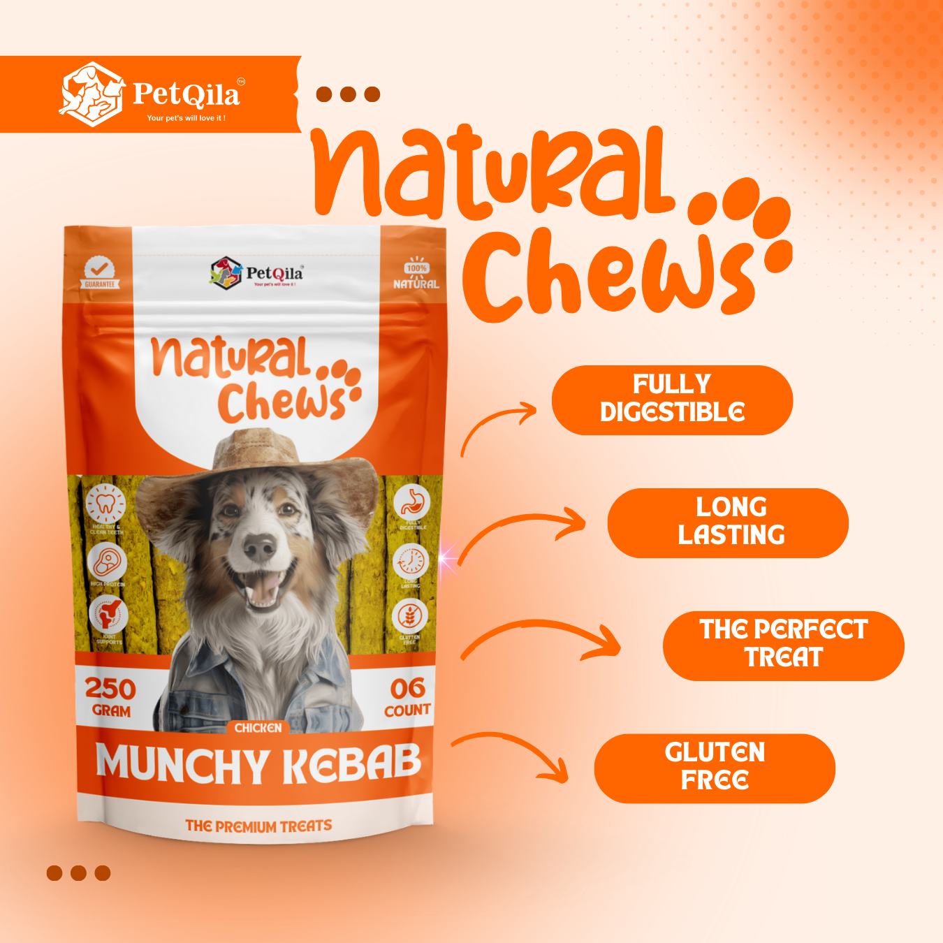 petqila natural dog chews long-lasting dog chews healthy dog chews puppy chew toys dental dog chews flavored dog chews