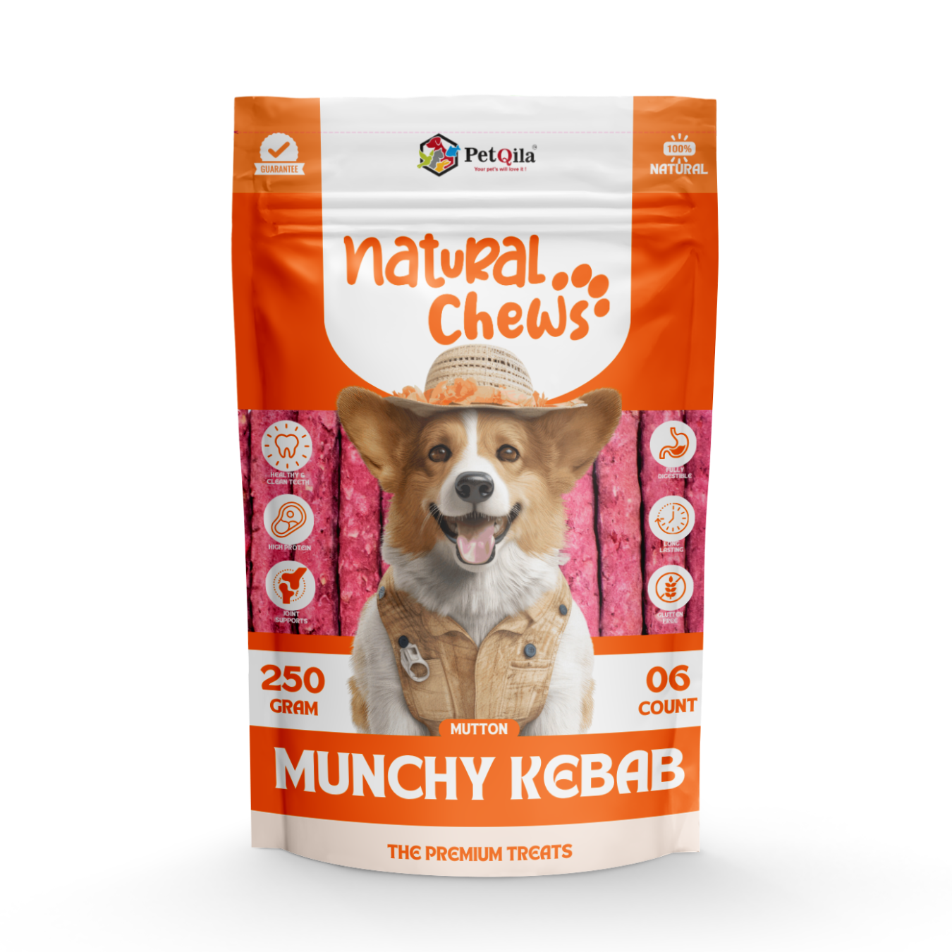 Petqila_Dog_Chew_Munchy_Kebab-_250g_Natural_Chew_Sticks_Mutton_Flavor_for_Healthy_Teeth_and_Gums_All_Life_Stages_All_Breeds-Dog_Natural_Treats