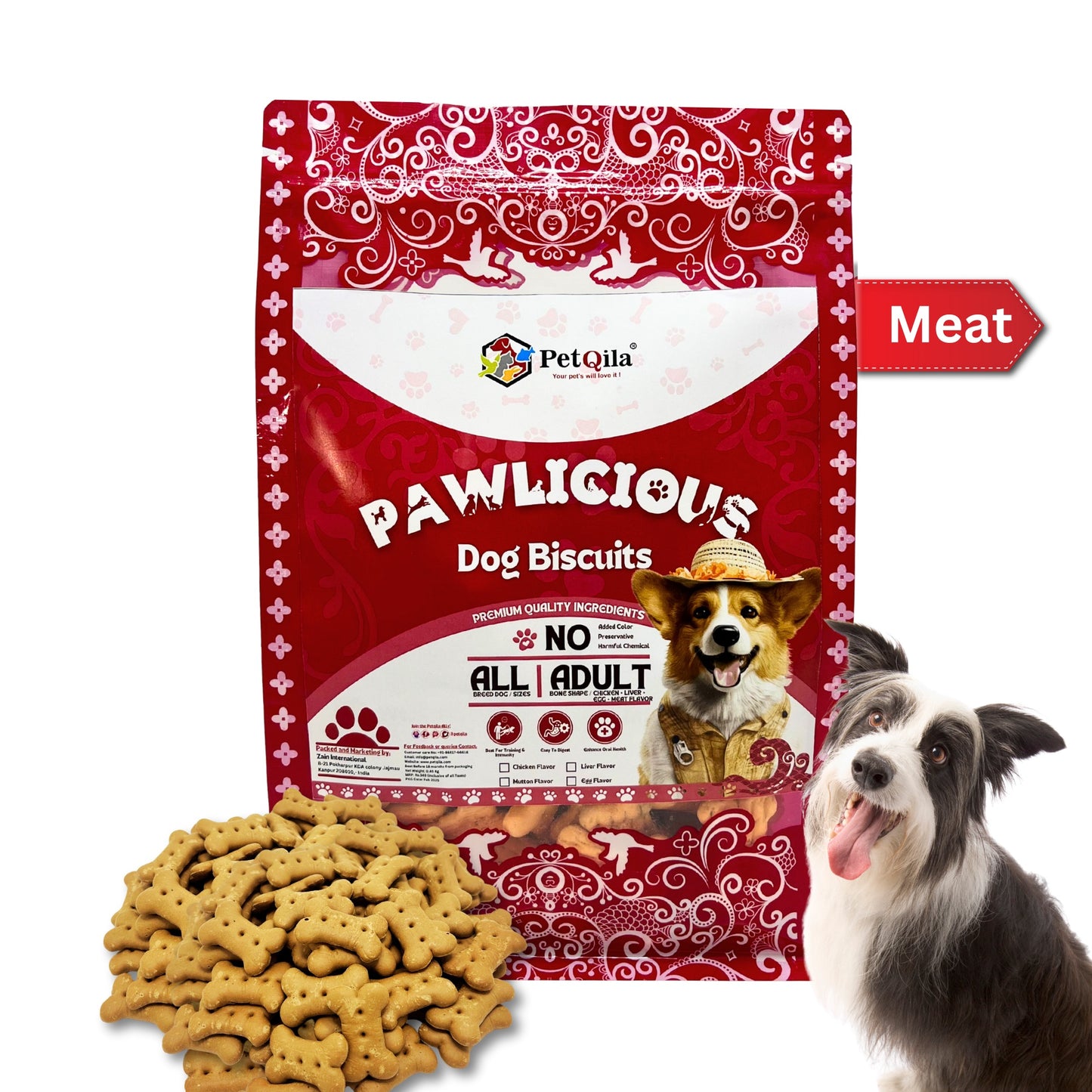Petqila Pawlicious Dog Biscuits – Healthy & Delicious Treats for Adult 450G Different Flavor
