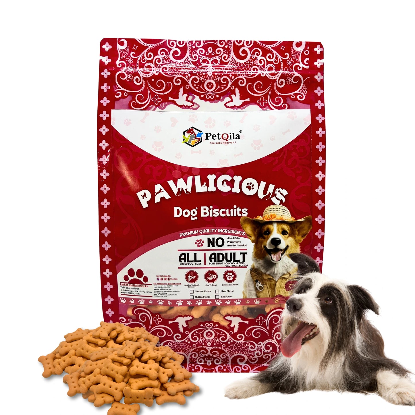 Petqila Pawlicious Dog Biscuits – Healthy & Delicious Treats for Adult 450G Different Flavor