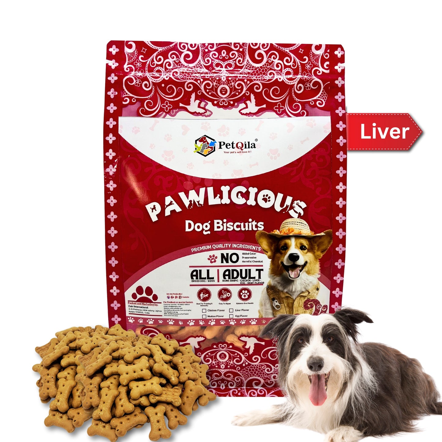 Petqila Pawlicious Dog Biscuits – Healthy & Delicious Treats for Adult 450G Different Flavor