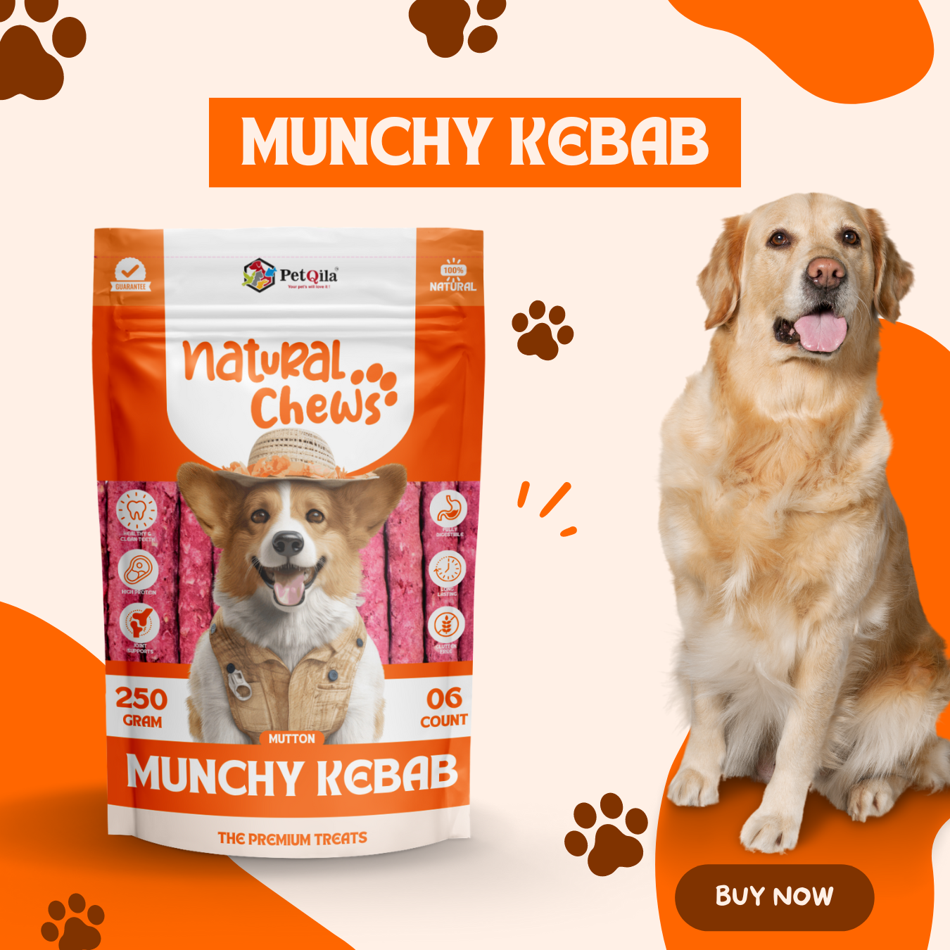 Petqila_Dog_Chew_Munchy_Kebab-_250g_Natural_Chew_Sticks_Mutton_Flavor_for_Healthy_Teeth_and_Gums_All_Life_Stages_All_Breeds-Dog_Natural_Treats