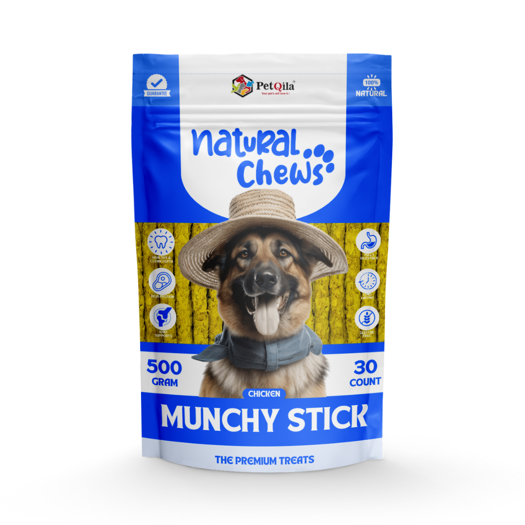 Petqila Dog Chew Munchy Stick- 250g, Chicken Flavor for Healthy Teeth and Gums | All Life Stages & All Breeds-Dog Natural Treats