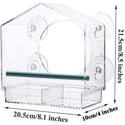 Bird Feeder Acrylic Transparent Window Bird Feeder Tray Bird House Pet Feeder Suction Cup Installation House Type Feeder