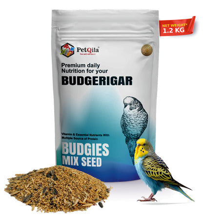 PetQila Bird Food for Budgies | Pure Natural with Build Immunity System - Mix Seeds (1.2 KG)