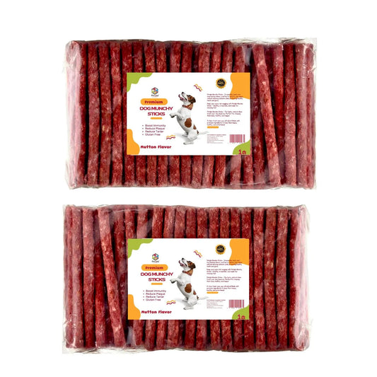 PetQila Natural Dog Chew - Safe and Durable Munchy Chew Sticks for All Breeds Mutton Flavor (2 and 5 Kg) pack