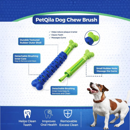 Dog Dental Toothbrush Chew Toy | Teeth Cleaning Brush Stick | Natural Rubber Dental Cleaning Toy for Puppies & Adult Dogs | Interactive Chew Toy