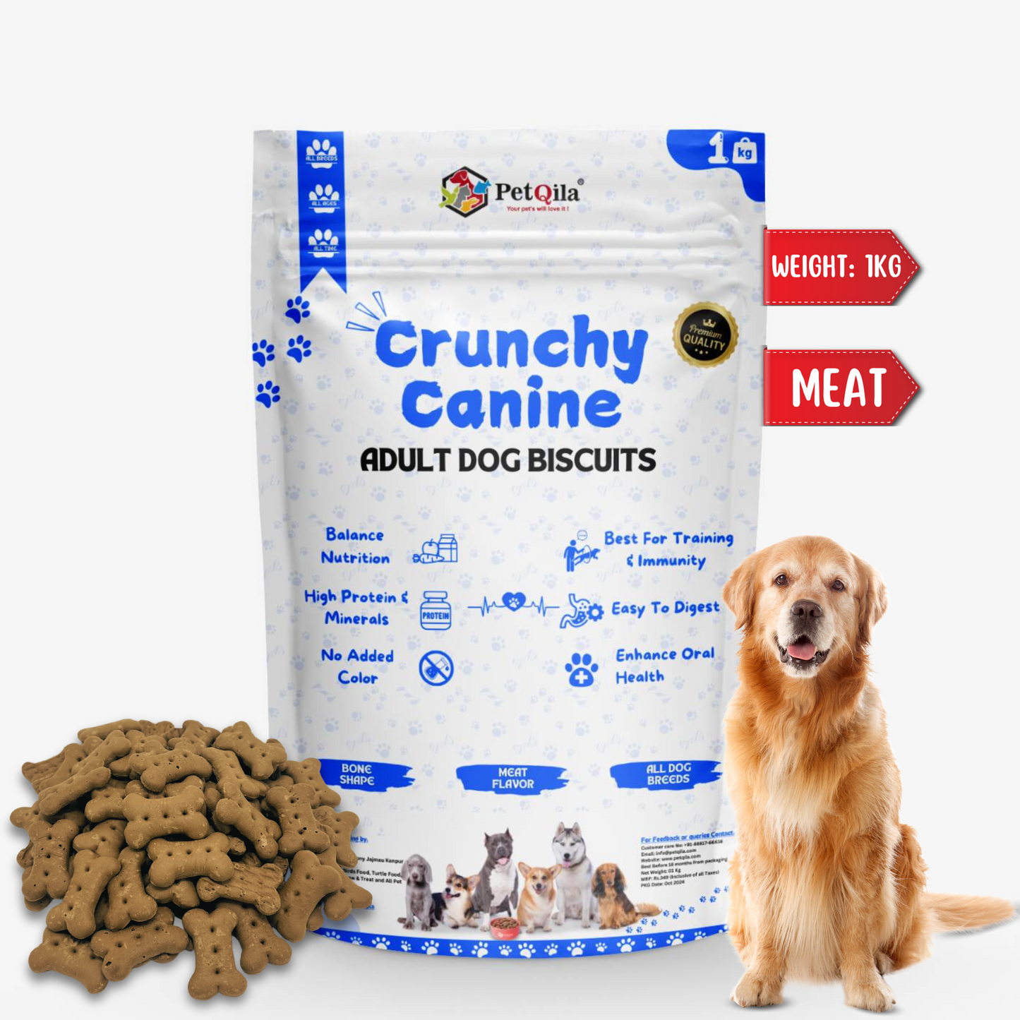 Treat your furry friend to Petqila Natural Dog Biscuits – healthy, all-natural treats made with premium ingredients. Perfect for training, rewarding, and snacking. Buy online in India today!