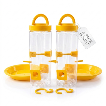 PetQila Hanging Bird Feeder with Seed Tray – Transparent Outdoor Bird Feeder for Balcony, Garden & Window