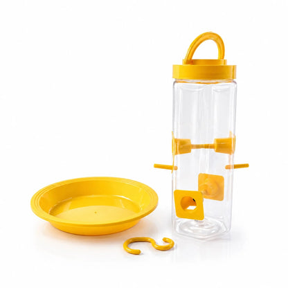 PetQila Hanging Bird Feeder with Seed Tray – Transparent Outdoor Bird Feeder for Balcony, Garden & Window