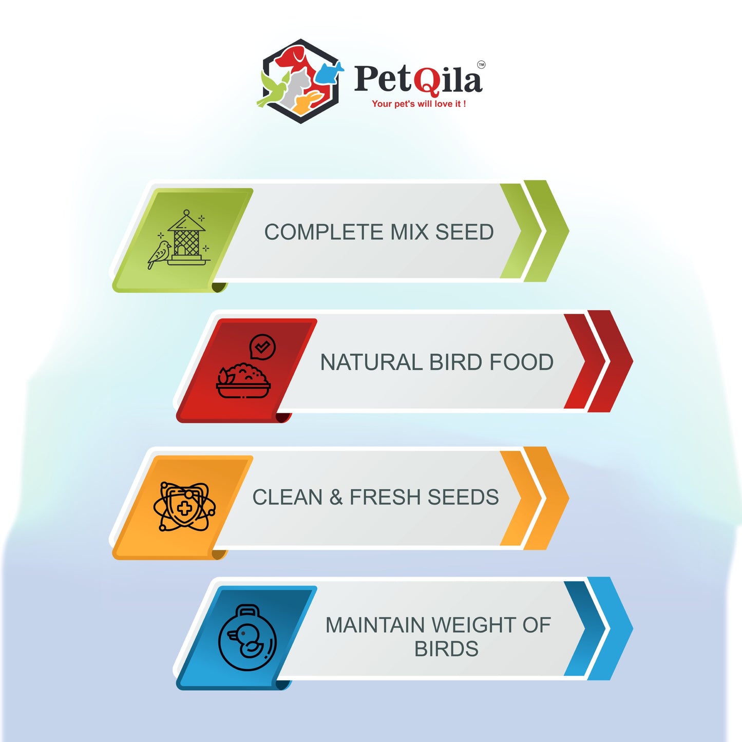 PetQila Bird Food for Budgies | Pure Natural with Build Immunity System - Mix Seeds (1.2 KG)